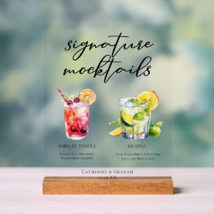 Shirley Temple Mojito Sommerhochzeit Mocktails Acrylschild