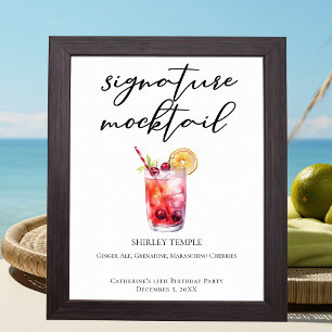 Shirley Temple Signature Mocktail Geburtstagsfeier Poster