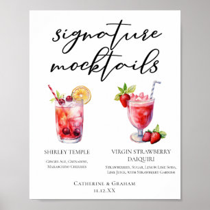 Shirley Temple Strawberry Daiquiri Mocktails Menü Poster