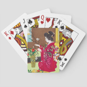 Shiro Kasamatsu Ikebana Blume Lady maiko art Spielkarten