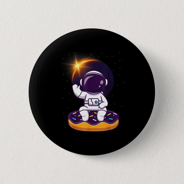 Shirt Astronaut Gesamtsonnenfinsternis Donut Button (Vorderseite)