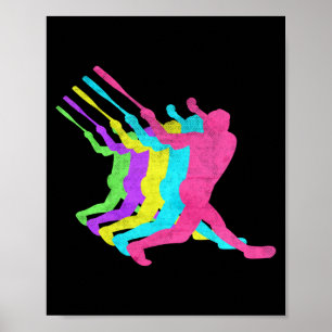Shirt Baseball Homerun Hit 80er Farben Poster