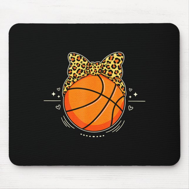 Shirt Basketball Leopard Gepard Schleife Weiblich Mousepad (Vorne)