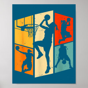 Shirt Basketballspieler Team Vintage Silhouette Poster