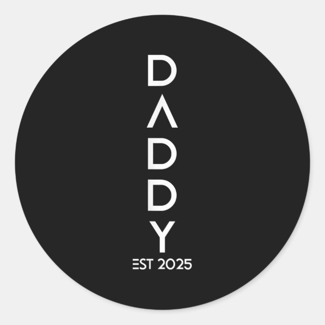 Shirt Daddy Est 2025 New Dad Baby Reveal Gift Tee  Runder Aufkleber (Vorderseite)