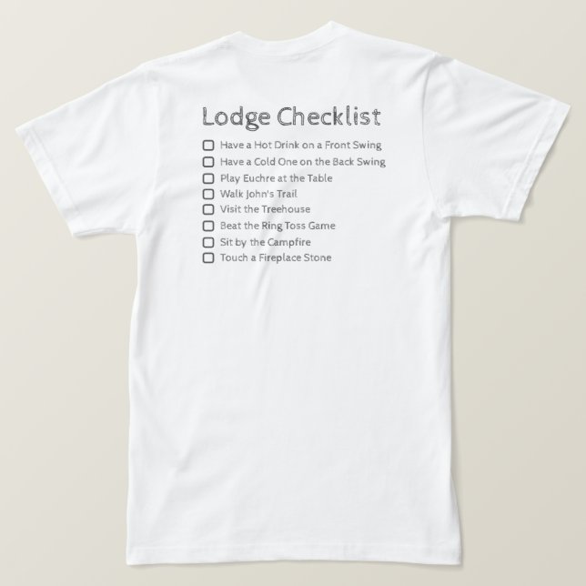 Shirt der Lodge-Checkliste (Design Rückseite)