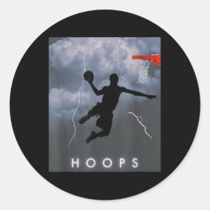 Shirt "Electric Dunk Storm Basketball Hoops" Runder Aufkleber
