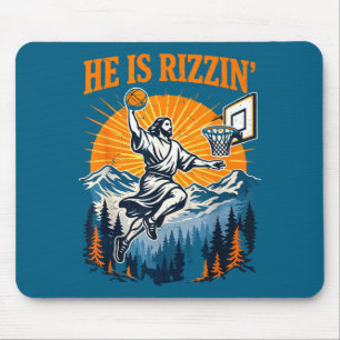 Shirt Er Rizzin Jesus Basketball Christlich Mousepad