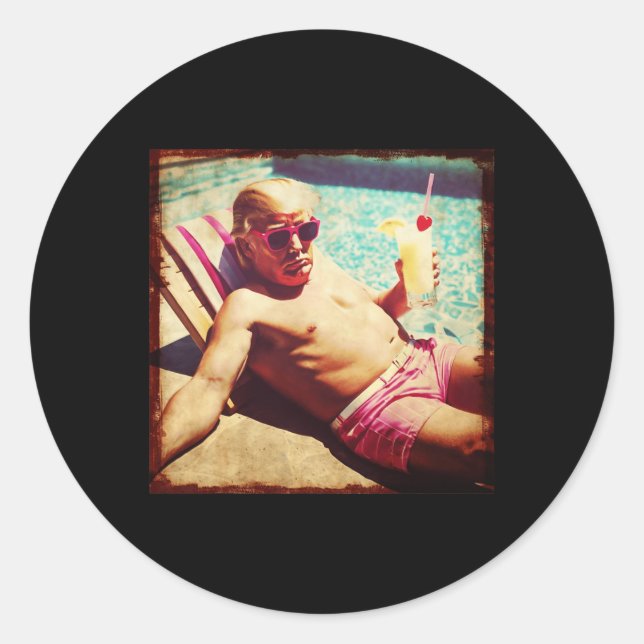 Shirt Funny Pina Colada Donald Trump 2024 Republik Runder Aufkleber (Vorderseite)