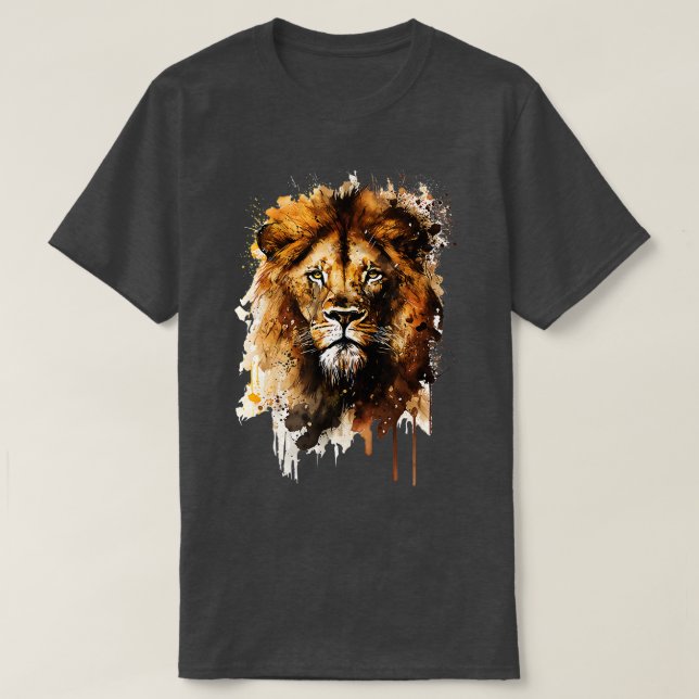 Shirt für coole Löwenkopfdesign Wasserfarben Lion  (Design vorne)