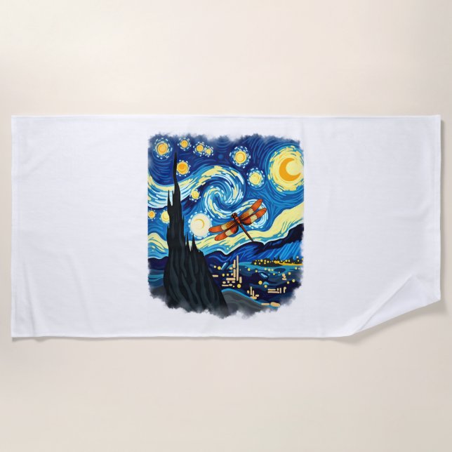 Shirt für künstlerische Libelle Van Gogh Starry Ni Strandtuch (Vorderseite)