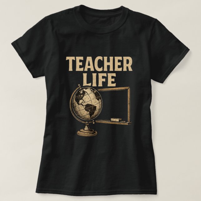 Shirt für Lehrer Leben - Retro Vintag erschüttert (Design vorne)