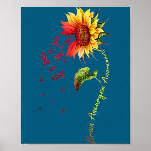 Shirt Gehirnaneurysma-Bewusstsein Sonnenblume Poster