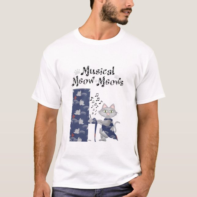 Shirt Niedlich Katzen Liebe Musikalisches Klavier (Vorderseite)