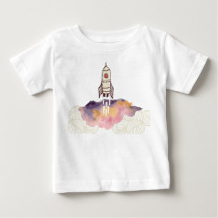 Shirt-Raketenschiff von farbiger Wolke abheben Baby T-shirt