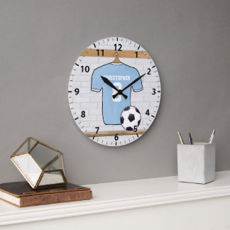Shirt Sky Blau und Weiß Große Wanduhr