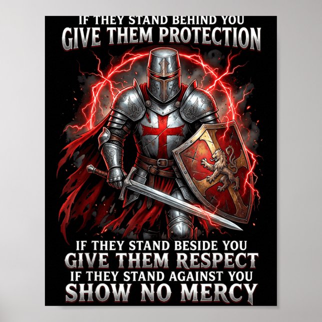 Shirt Tempelritter Krieger Schutz Respekt Poster (Vorne)