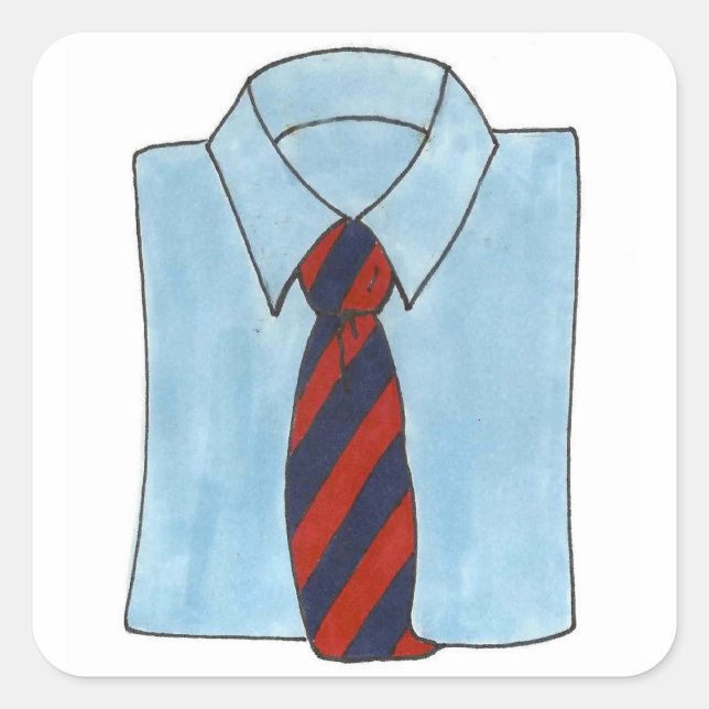 Shirt und Krawatte Menswear Herrenmode Quadratischer Aufkleber (Vorderseite)