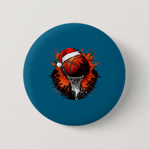 Shirt Weihnachten Basketball Santa Hut Dunk Button