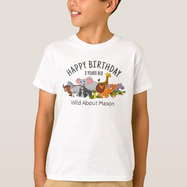 Shirt zum Geburtstag! Jungle Theme personalisierte (Vorderseite)