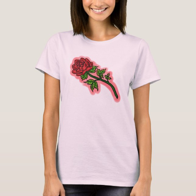 Shirt zur Rose von Wasserfarben (Vorderseite)