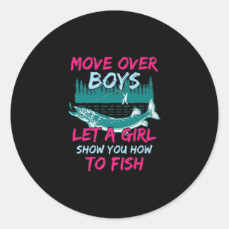 Shirts bewegen sich über Jungen hinweg und fischen Runder Aufkleber