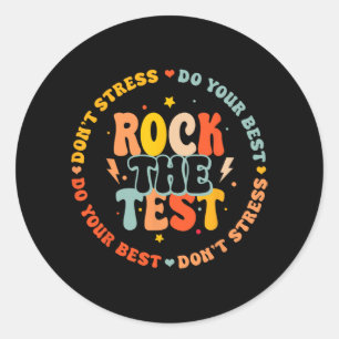 Shirts für Lehrer Kinder Student Rock the Test Runder Aufkleber