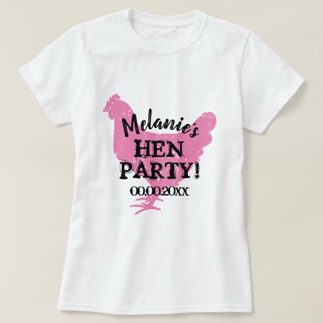 Shirts mit Vintagem Hühnerlogo, rosa Party (Design vorne)