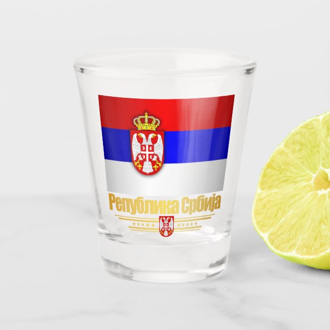 Shirts "Serbischer Stolz" Schnapsglas (Vorderseite)