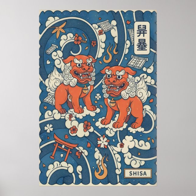 Shisa-Wandkunst Bold Okinawan Design Poster (Vorne)