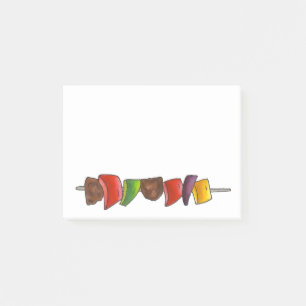 Shish Kebab Veggie Fleisch Skewer Grillen Cookie Post-it Klebezettel