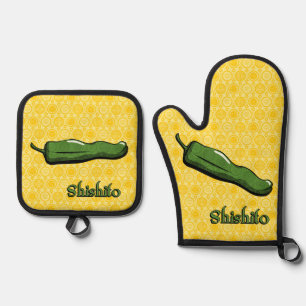 Shishito-Chili Ofenhandschuh & Topflappen-Set