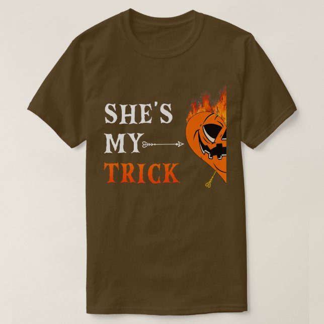 Shit My Trick Jackolantern Pumpkin Matching Couple T-Shirt (Design vorne)