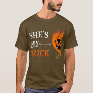 Shit My Trick Jackolantern Pumpkin Matching Couple T-Shirt