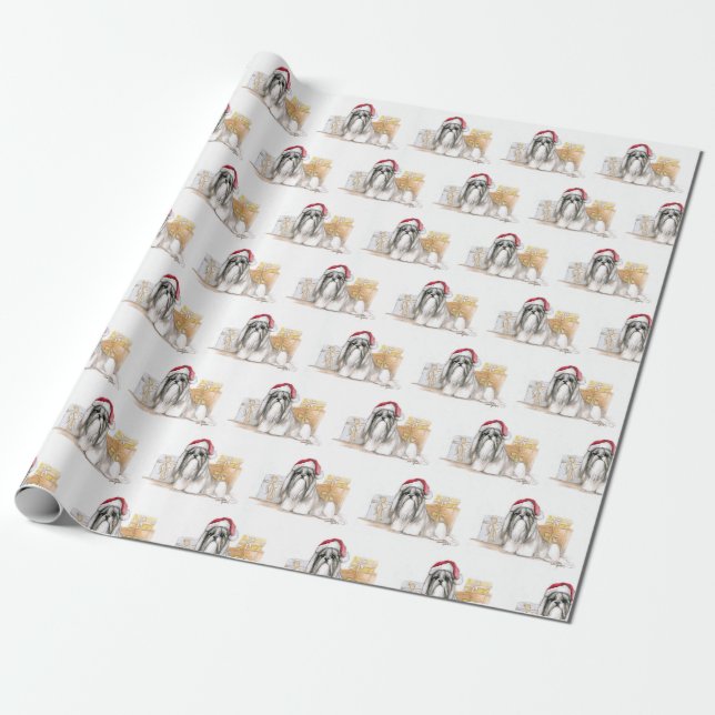 Shit tzu Hund Art Weihnachtswrapping Papier Geschenkpapier (Ungerollt)