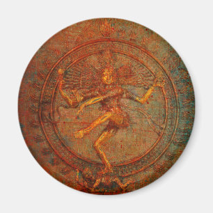 Shiva auf überlagerter, abgenutzter Hintergrund Magnet