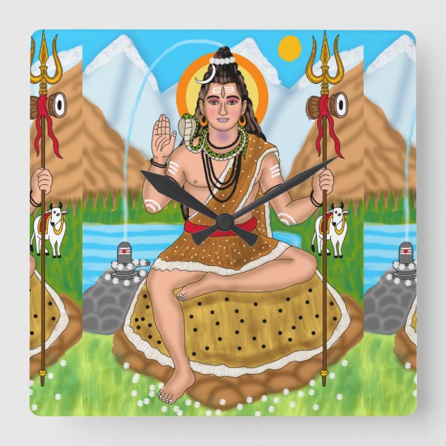 Shiva Clock Quadratische Wanduhr (Vorderseite)