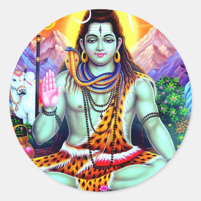 Shiva-Hindu-Indischer Gott शि व Runder Aufkleber (Vorderseite)