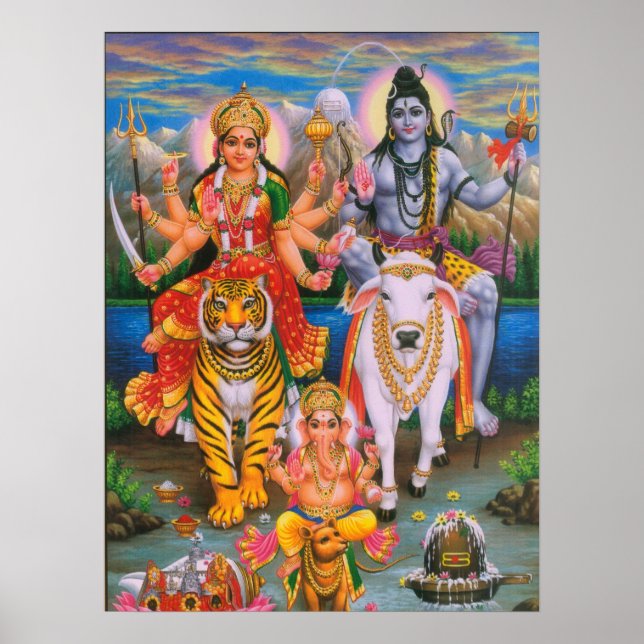 Shiva Parvati Ganesha Poster (Vorne)