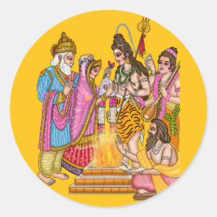 Shiva Parvati Hochzeitsaufkleber Runder Aufkleber