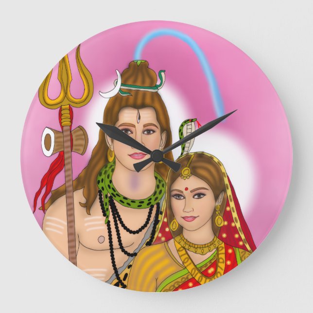 Shiva Parvati-Uhr Große Wanduhr (Vorderseite)