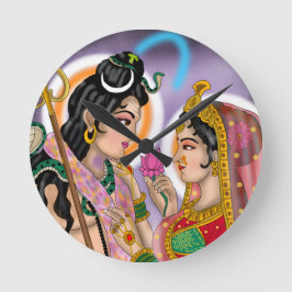 Shiva Parvati Wall Clock Runde Wanduhr