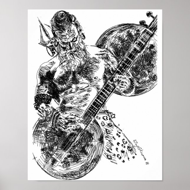 Shiva Playing Sitar Poster (Vorne)