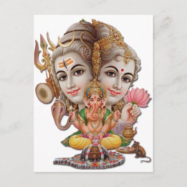 Shiva und Familie Postkarte (Vorderseite)
