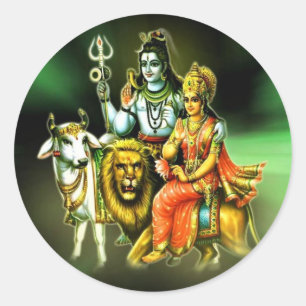 SHIVA UND PARVATHI RUNDER AUFKLEBER
