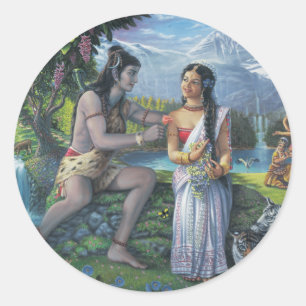 Shiva und Parvati - das All-Günstige Paar Runder Aufkleber