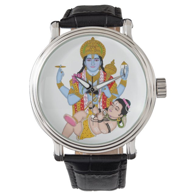 Shiva & Vishnu Clock – Divine Wall Decor & Home De Armbanduhr (Vorderseite)