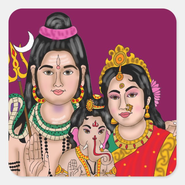 Shivas Familienaufkleber Quadratischer Aufkleber (Vorderseite)