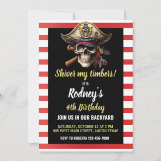 Shiver My Timbers Pirate Thema Geburtstagseinladun Einladung