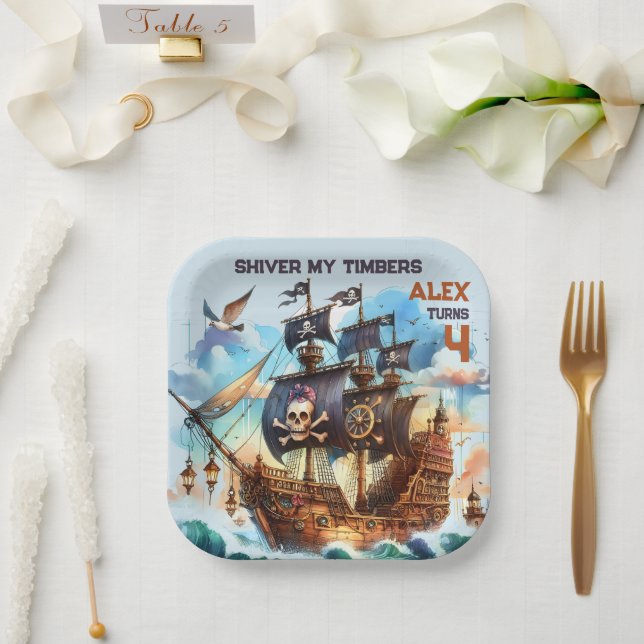Shiver My Timbers Pirate Theme Pappteller (Hochzeit)